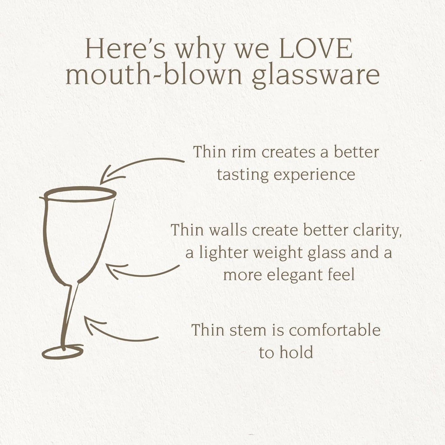 over&back 13oz Traditional Glassware - Set of 4 Classic Stem Drinking Glasses for Parties, Get-togethers, and More - Mouth-Blown - Wine Cups for Kitchen and Dining Room - Clear