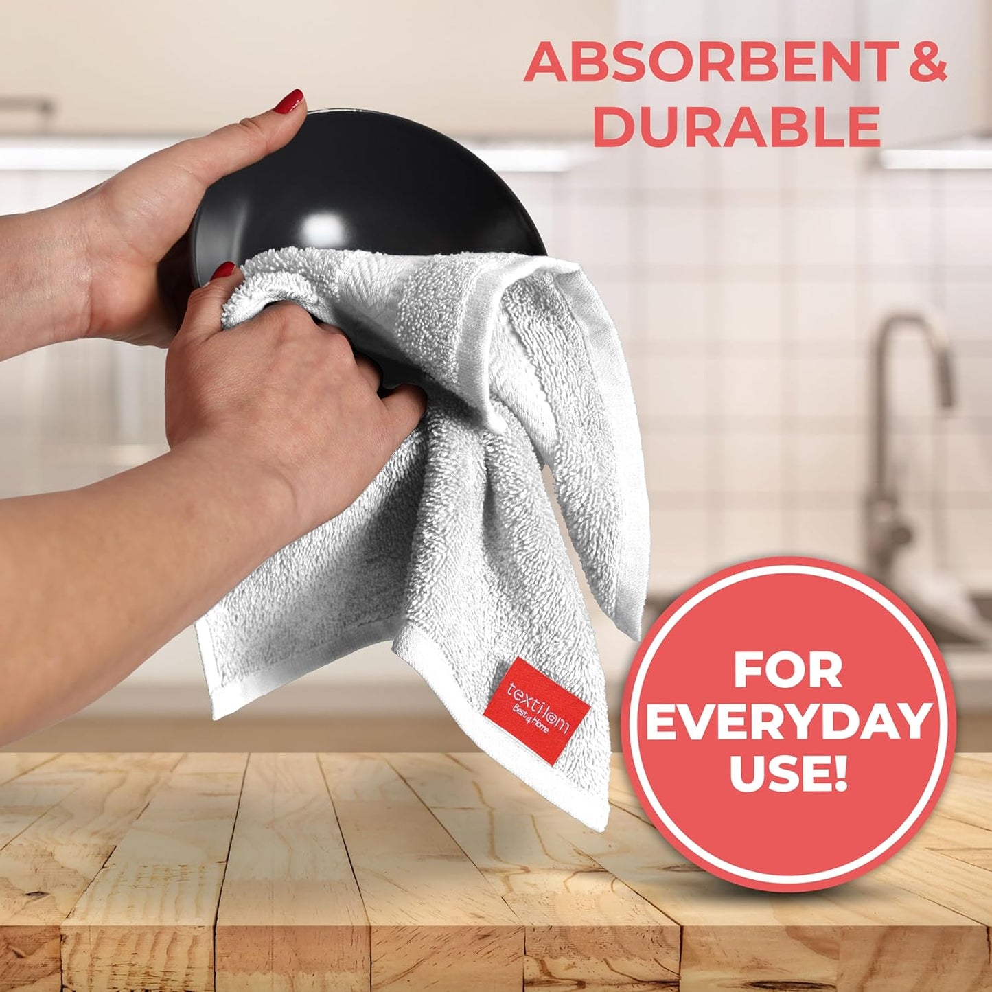 TEXTILOM Washcloths for Body and Face – Hotel and Spa Quality & Soft & Absorbent & Quick Dry Wash Cloths for Your Body – 100% Turkish Cotton Wash Clothes Towel Set of 4 (13 x 13 inches) - White