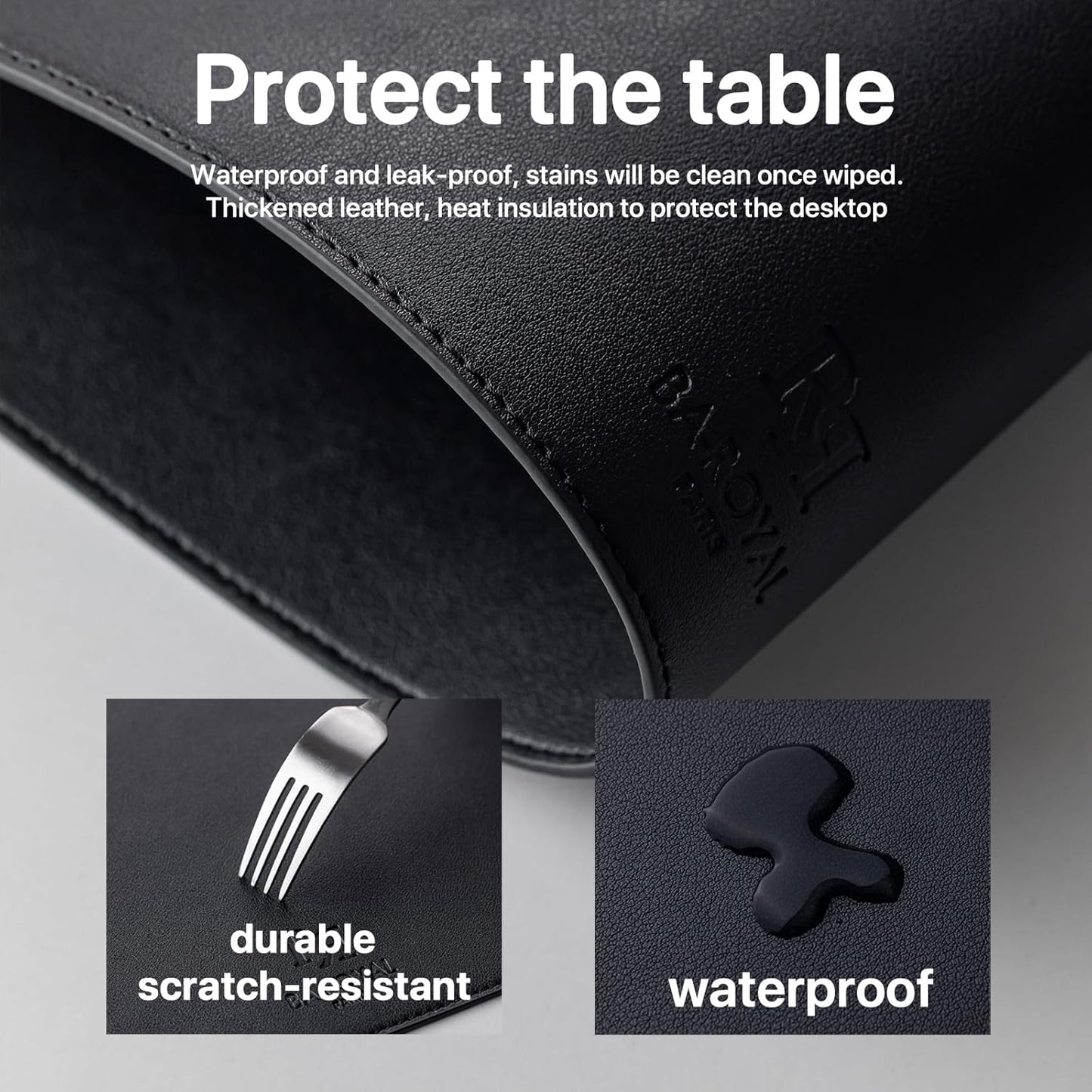 Faux Leather Placemats Set of 12 Vinyl Washable Wipeable Table Mats for Kitchen Dining Table Heat Resistant Waterproof Modern Indoor/Outdoor Placemats Non-Slip Easy Clean Place Mats (Black)