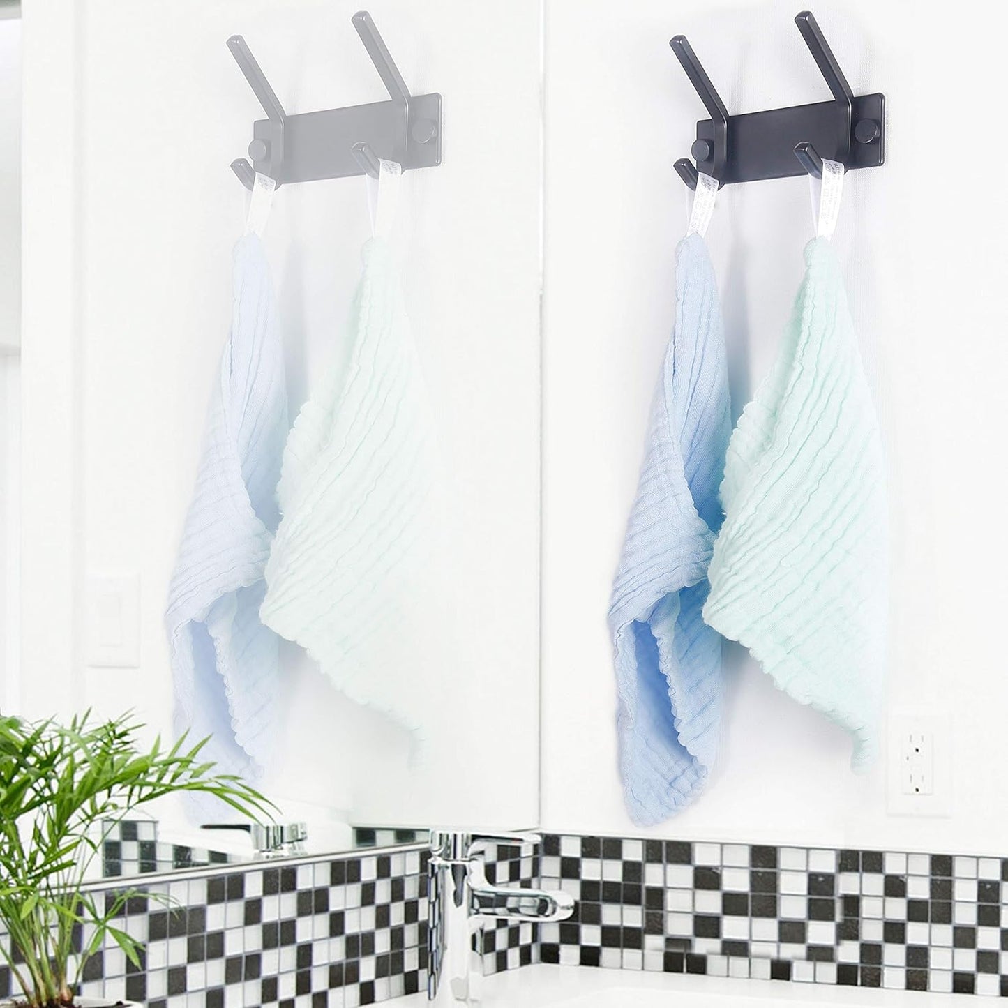 WEBI Coat Rack Wall Mounted,2 Coat Hooks for Hanging Coats,Heavy Duty Metal Hook Rack Hook Rail Coat Hanger Wall Mount for Clothes Entryway Jacket,Black,2 Packs