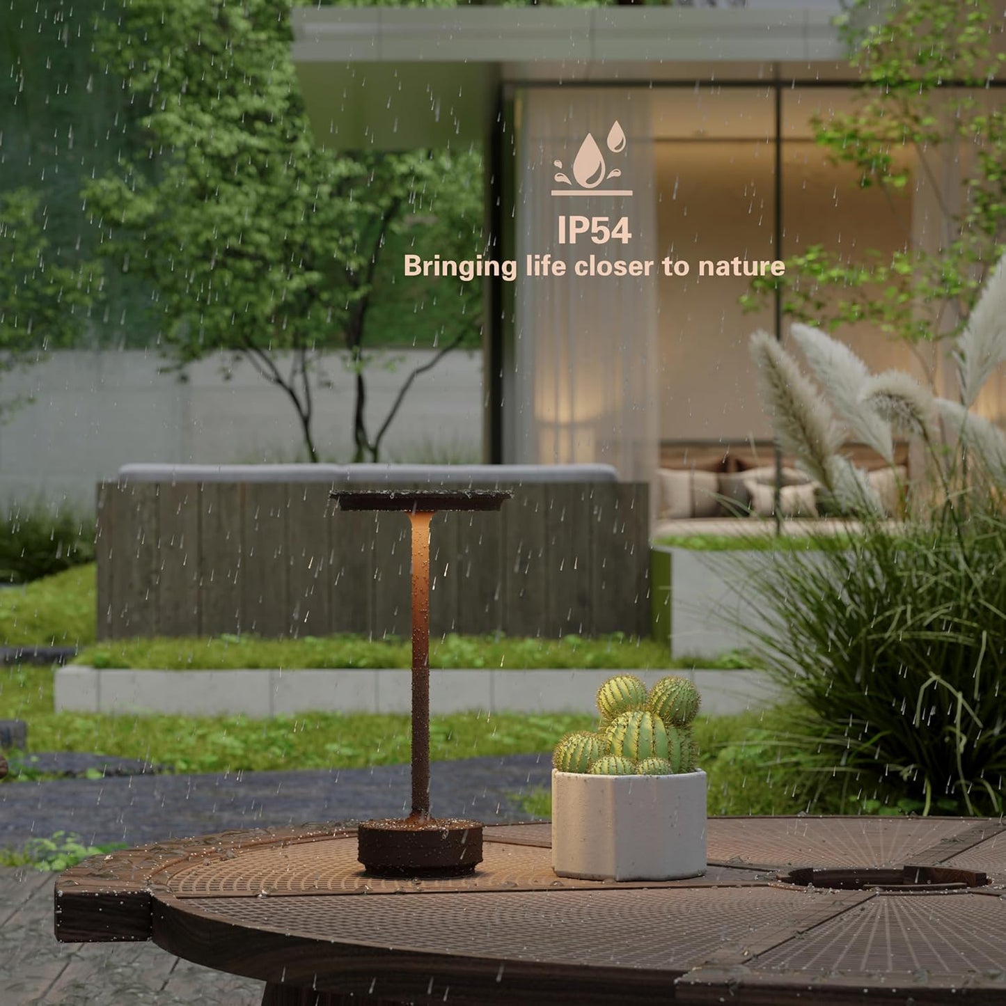 Rechargeable Cordless Table Lamp,LED Battery Operated Portable Table Light with 3 Color Stepless Dimming, Memory Function - IP54 Waterproof for Outdoor, Restaurant, Patio, BBQ(Rust)