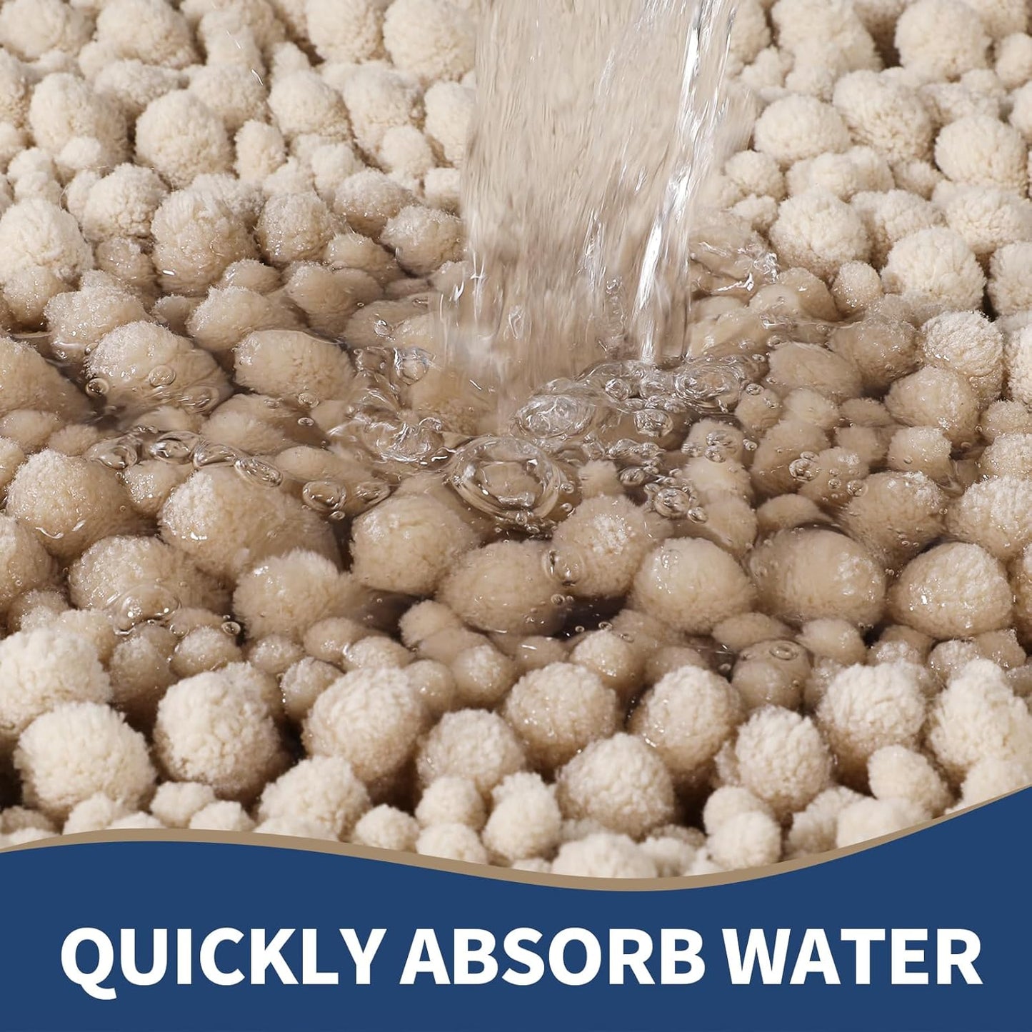 Yimobra Bathroom Rugs Sets 2 Piece - Quick Dry Extra Thick Luxury Chenille Bath Mat, Non Slip Super Absorbent for Tub Shower Sink, Machine Washable Shaggy Floor Mat, 44"x24"+24"x17" Inch, Light Brown