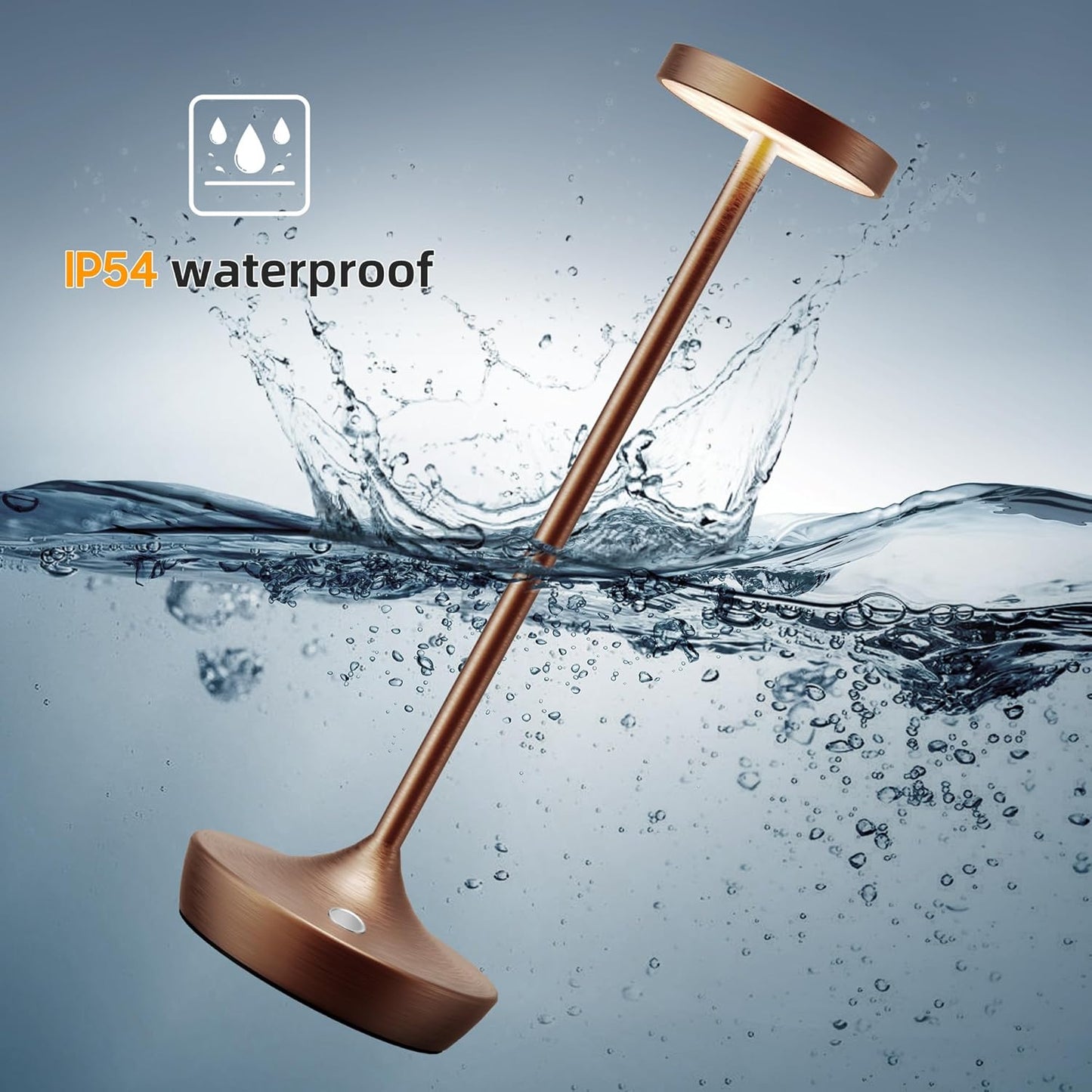 Cordless Table Lamp Rechargeable - 6000mAh LED Battery Operated Table Light - Portable Touch Dimmable Outdoor Waterproof Table Lamps for Patio Bar Restaurant Dining (2 Brown)