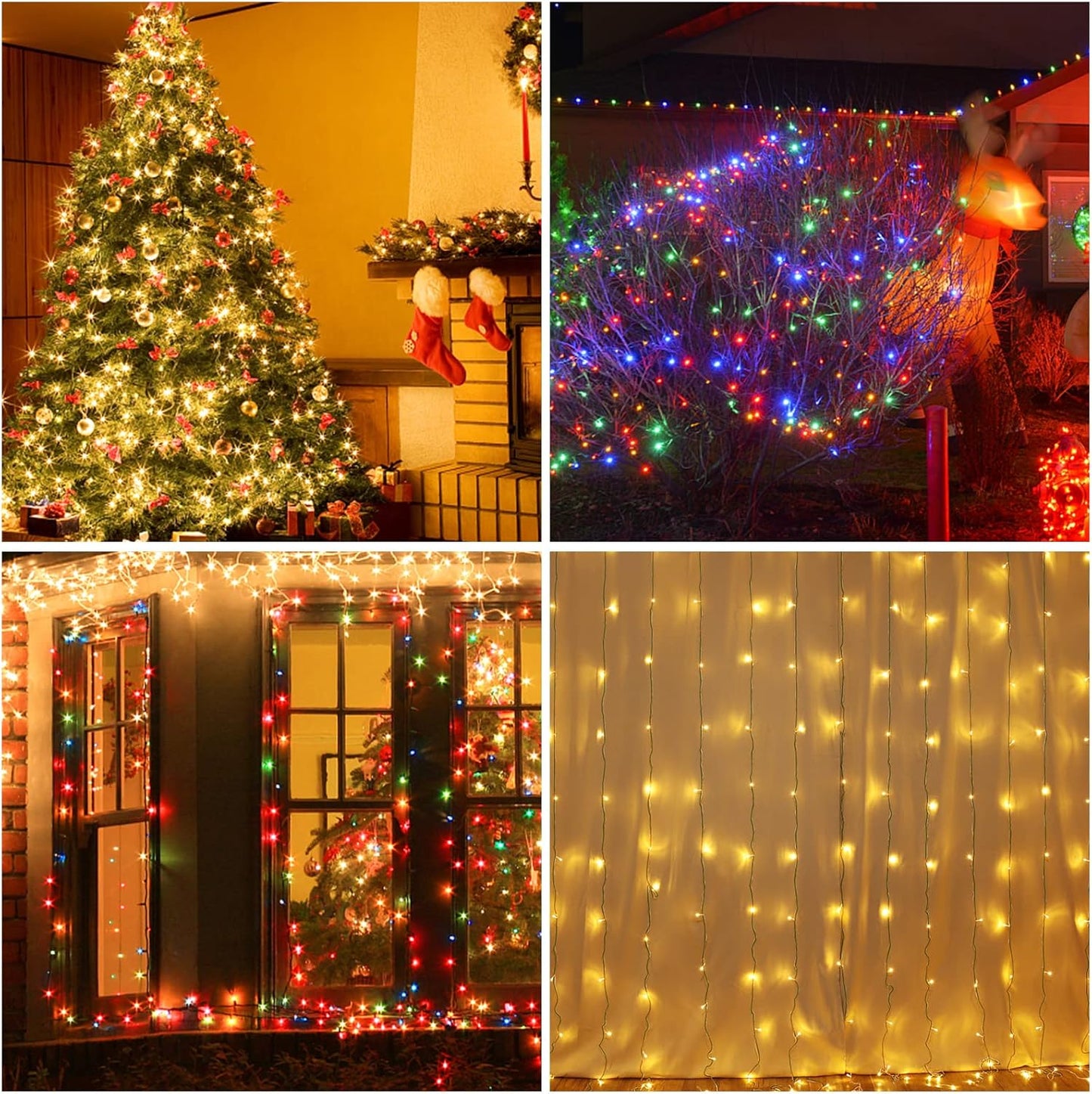 Decute 300LED Christmas Tree Lights Fairy String Light 99FT Green Copper Wire Warm White and Multicolor Dimmable with Remote, UL Cerficated Twinkle Lights for Party Wedding Indoor Outdoor Decor