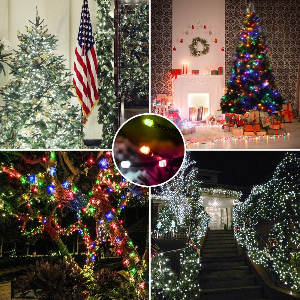 BrizLabs Color Changing Christmas Lights, 180ft 500 LED with Remote, 11 Modes Cool White & Colored Outdoor/Indoor Xmas Tree Lights