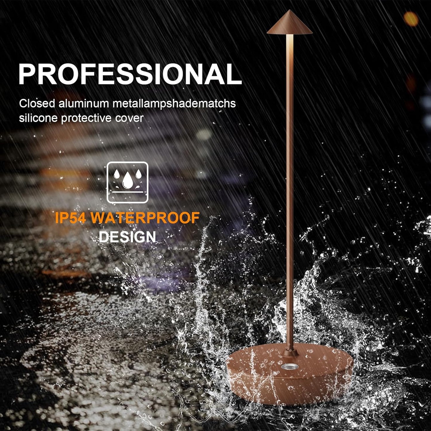 2Pack Rechargeable Cordless Table Lamp, Portable Powered LED Battery 6000mAh Metal USB Desk Lamp, 3 Levels Brightness Light for Restaurants Outdoor (2pack Coffee)