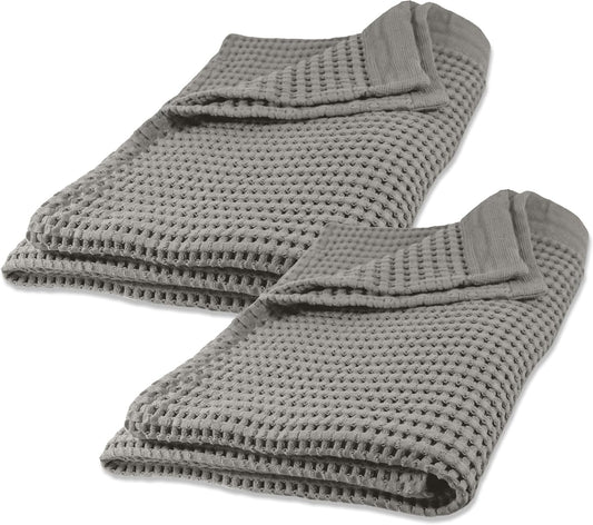 GILDEN TREE Waffle Bath Sheet Quick Dry Towel, Thin Luxury Bath Towels, 40x80 Large Bath Towels 2 Pack Bath Sheets, Modern Style (Pewter)