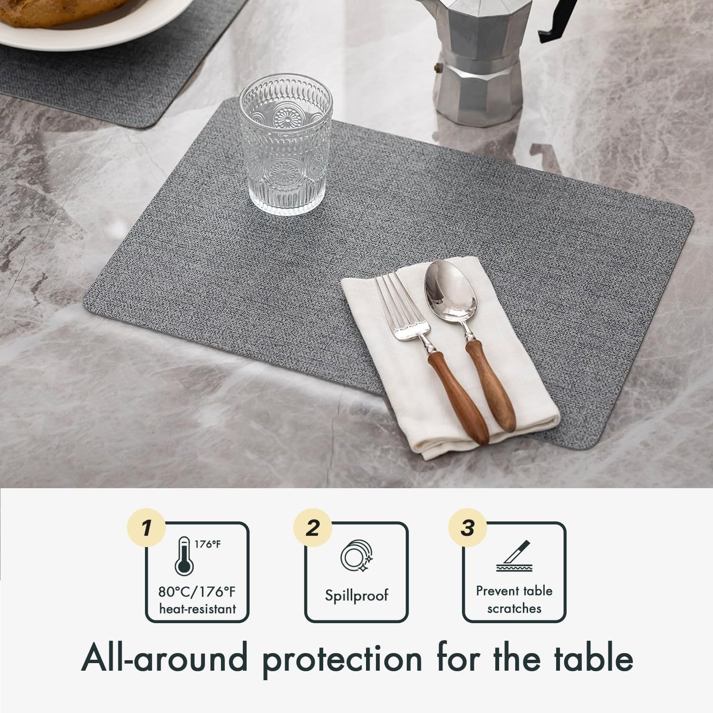 Faux Leather Placemats Set of 8 Vinyl Washable Wipeable Table Mats for Kitchen Dining Table Heat Resistant Waterproof Modern Indoor/Outdoor Placemats Non-Slip Easy Clean Place Mats (Stargaze)