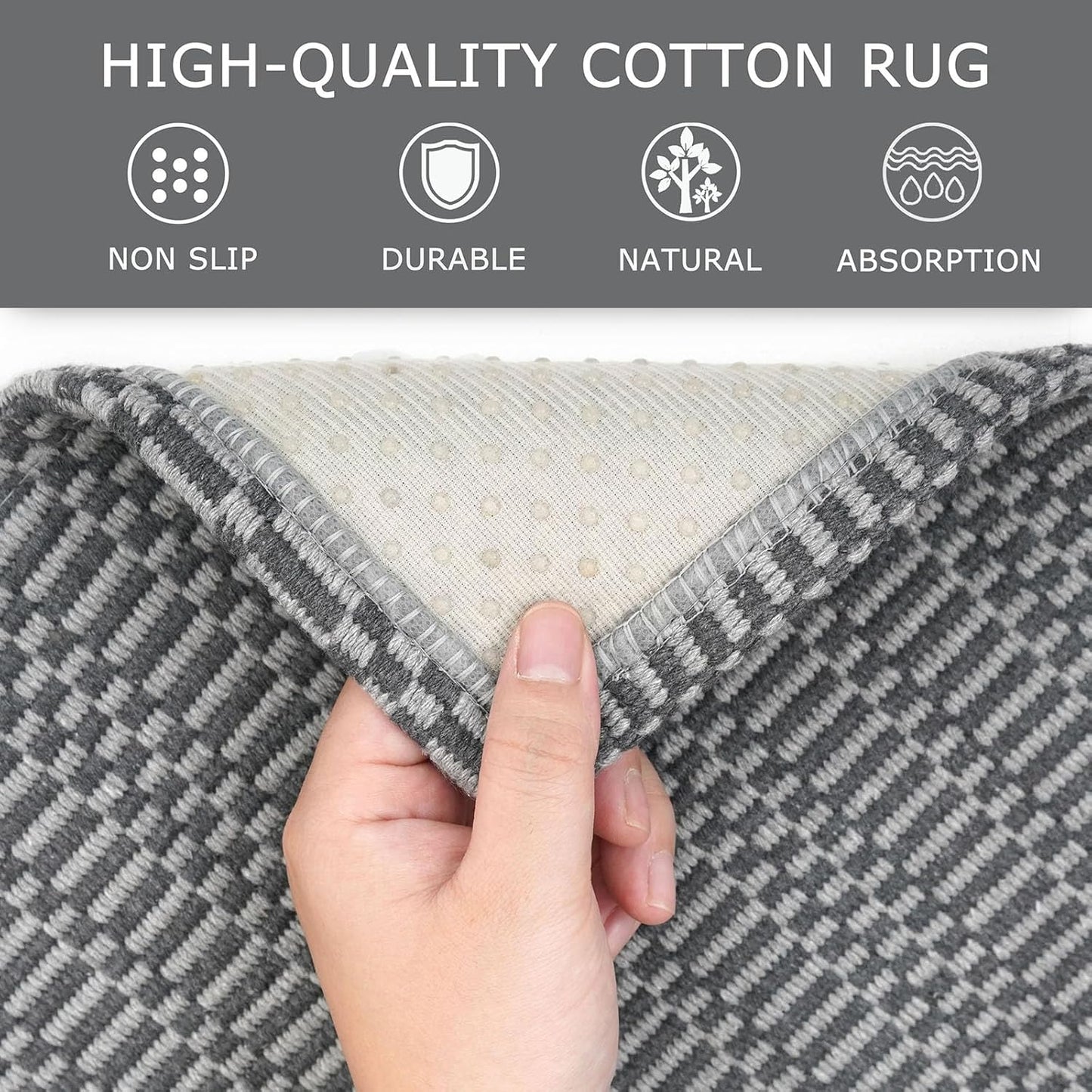 KOZYFLY Washable Runner Rug 3x18 ft Hallway Kitchen Runner Rugs with Rubber Backing Bobo Non Slip Entryway Runner Indoor, Long Carpet Runners for Hall Kitchen Entryway, Grey/Charcoal Grey