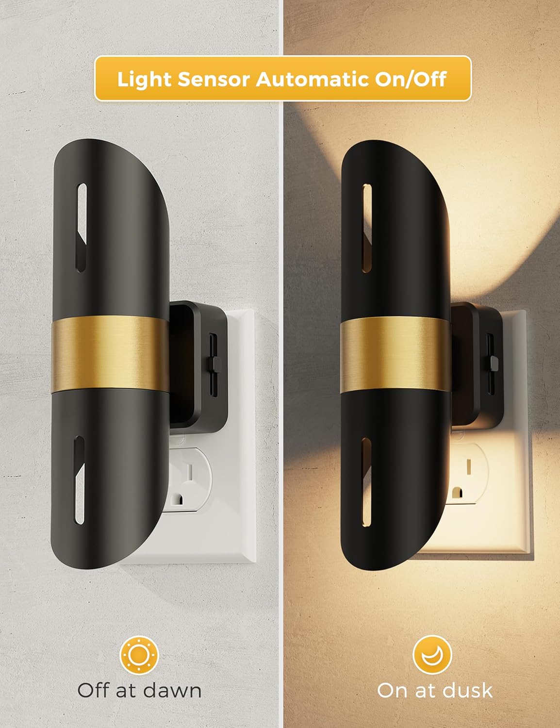 L LOHAS LED Night Lights Plug into Wall, [2-Pack] Decorative Plug in Night Light with Light Sensor,0-100LM Adjustable Brightness,Soft White 3000K, Nightlight for Hallway Bedroom Bathroom