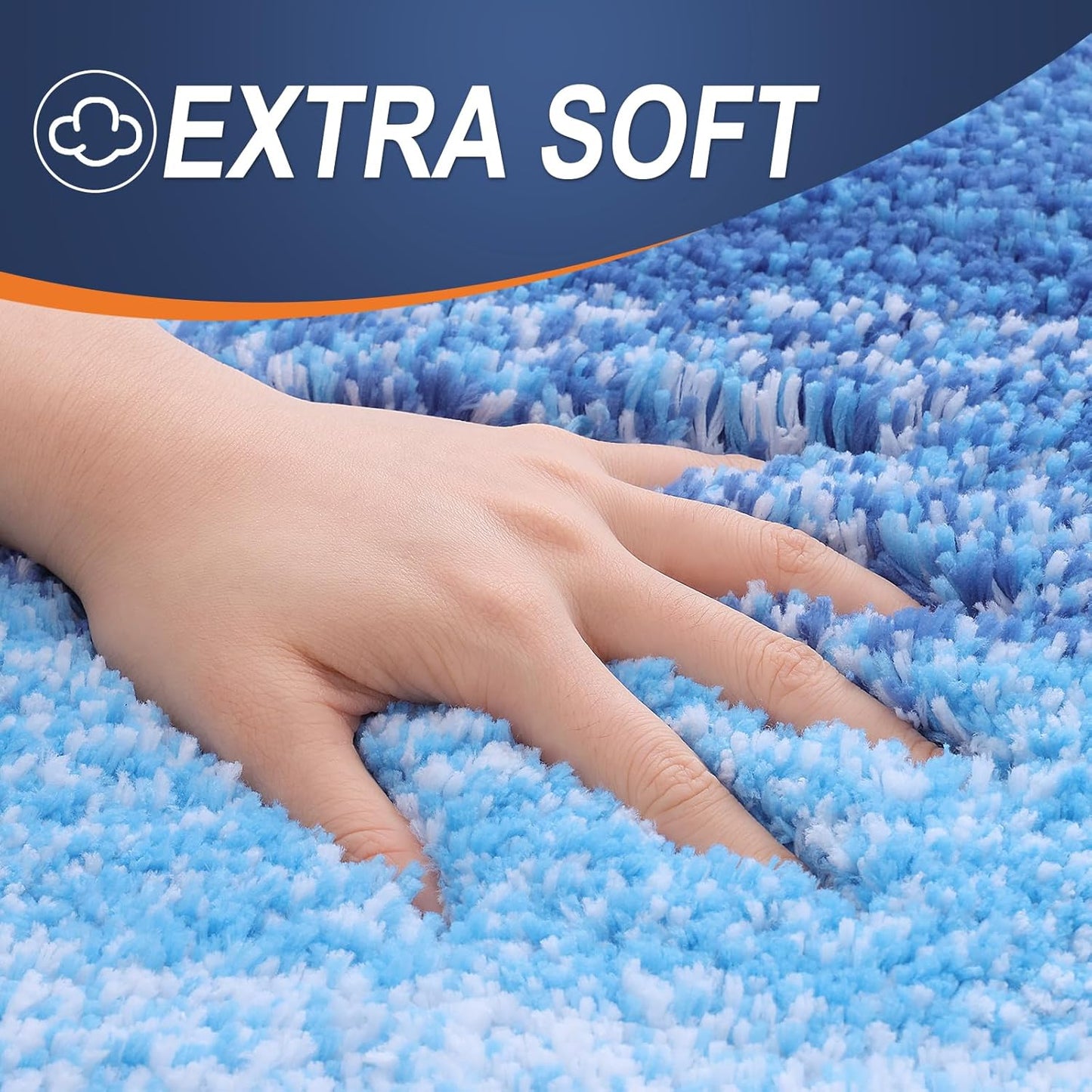 OLANLY Bathroom Rug Set 2 Piece, Soft Absorbent Microfiber Bath Mats and U-Shaped Contour Toilet Rug, Non-Slip, Machine Wash Dry, Shaggy Bath Mats for Bathroom (24"x16"+24"x20", Light Royal Blue)