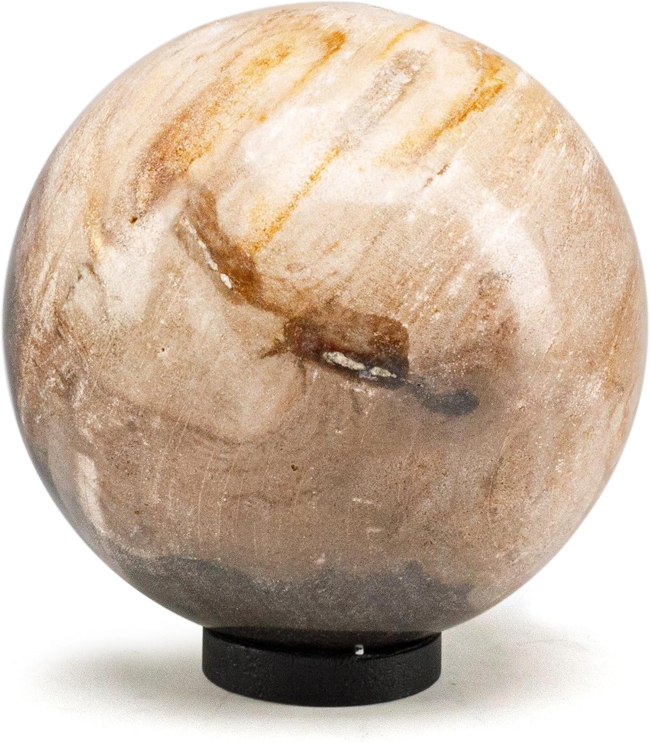KALIFANO - 5" Brown Petrified Wood Sphere, Natural Earthy Elegance for Your Space, Office or Home Decor