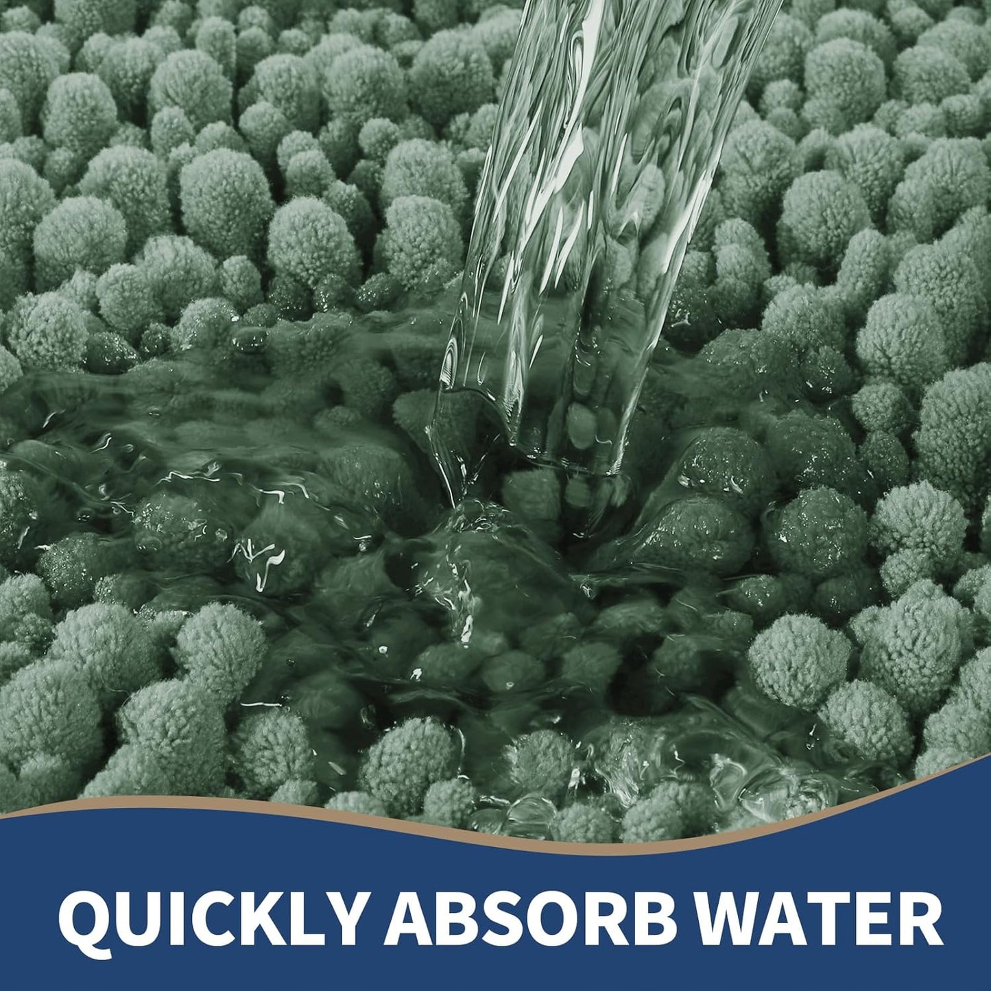 Yimobra Bathroom Rugs Sets 2 Piece - Quick Dry Extra Thick Luxury Chenille Bath Mat, Non Slip Super Absorbent for Tub Shower Sink, Machine Washable Shaggy Floor Mat, 32"x20"+24"x20" Inch, Green