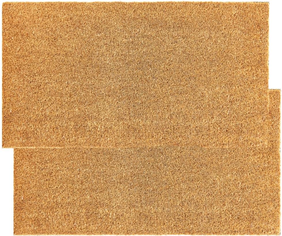 KANKUN Coco Coir Door Mat with Heavy Duty Backing, Welcome Doormat (17" x 30"), Doormat Entrance (Plain - 2Pack)
