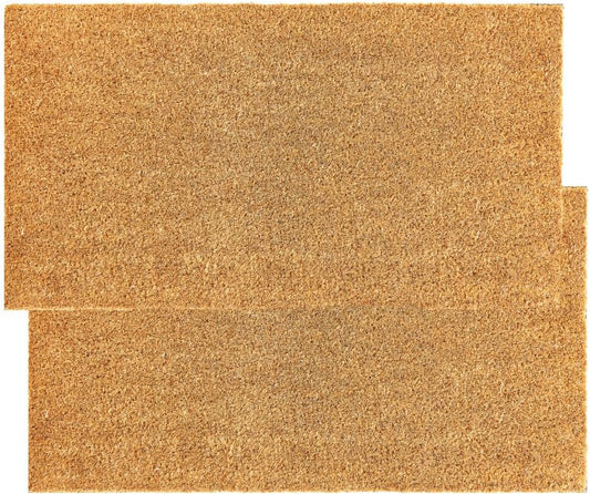 KANKUN Coco Coir Door Mat with Heavy Duty Backing, Welcome Doormat (17" x 30"), Doormat Entrance (Plain - 2Pack)