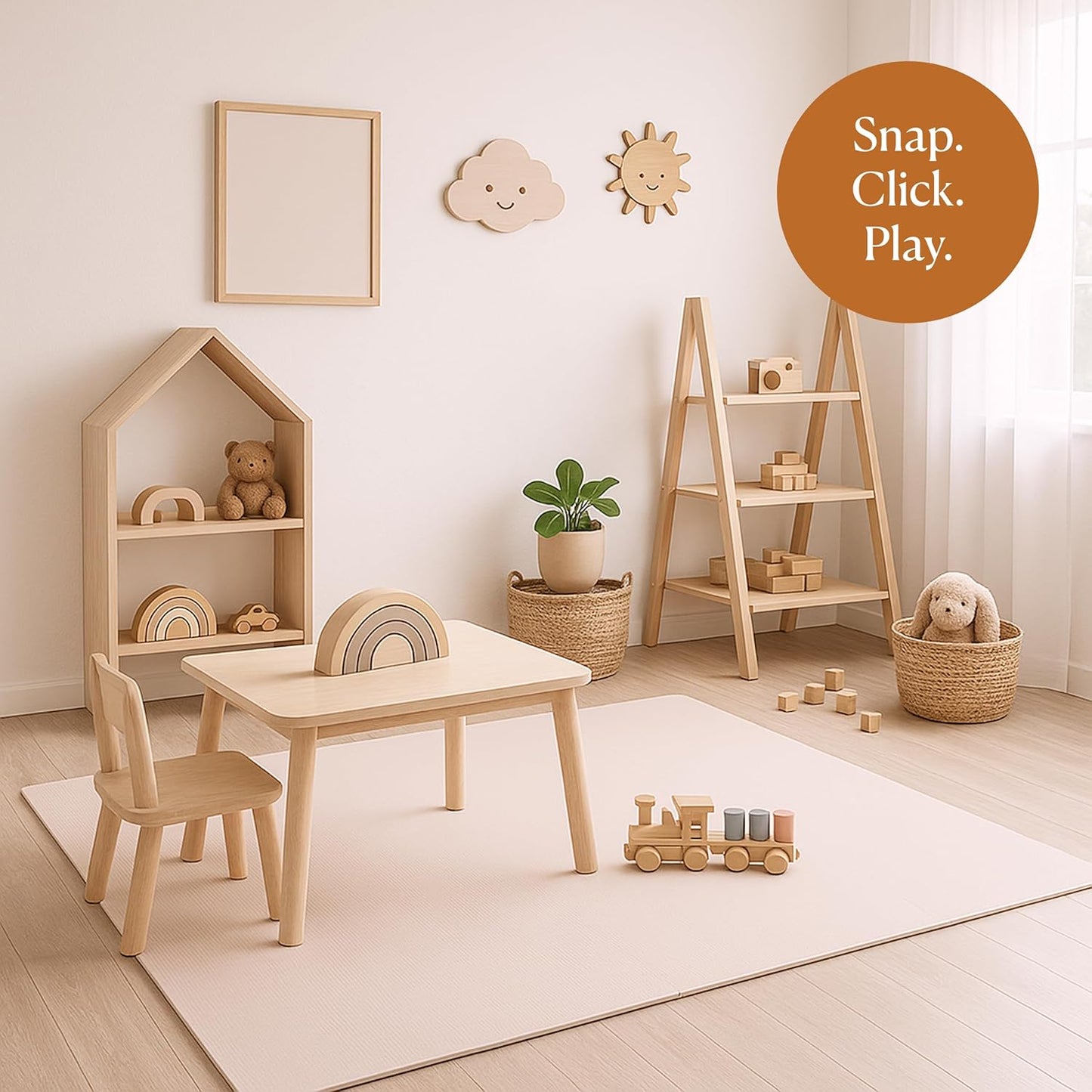 Toddlekind Solid Color Foam Play Mat 4x4 Baby Playmat. Stylish, Non-Toxic, Odorless, Plain Design Puzzle Play Mat 0m+ (Rose/Blush/Nude)