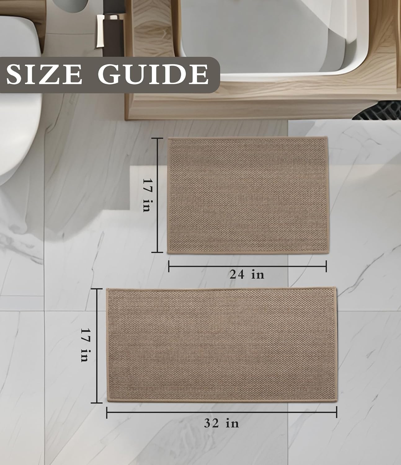 YIHOUSE Bathroom Rugs Sets 2 Pieces, Grey Ultra Thin Bath Mats Fit Under Door, Absorbent Quickly Dry Rubber Backing Braided Bath Mat Set, Non Slip Washable Bath Rugs Mat for Bathroom Floor, Grey