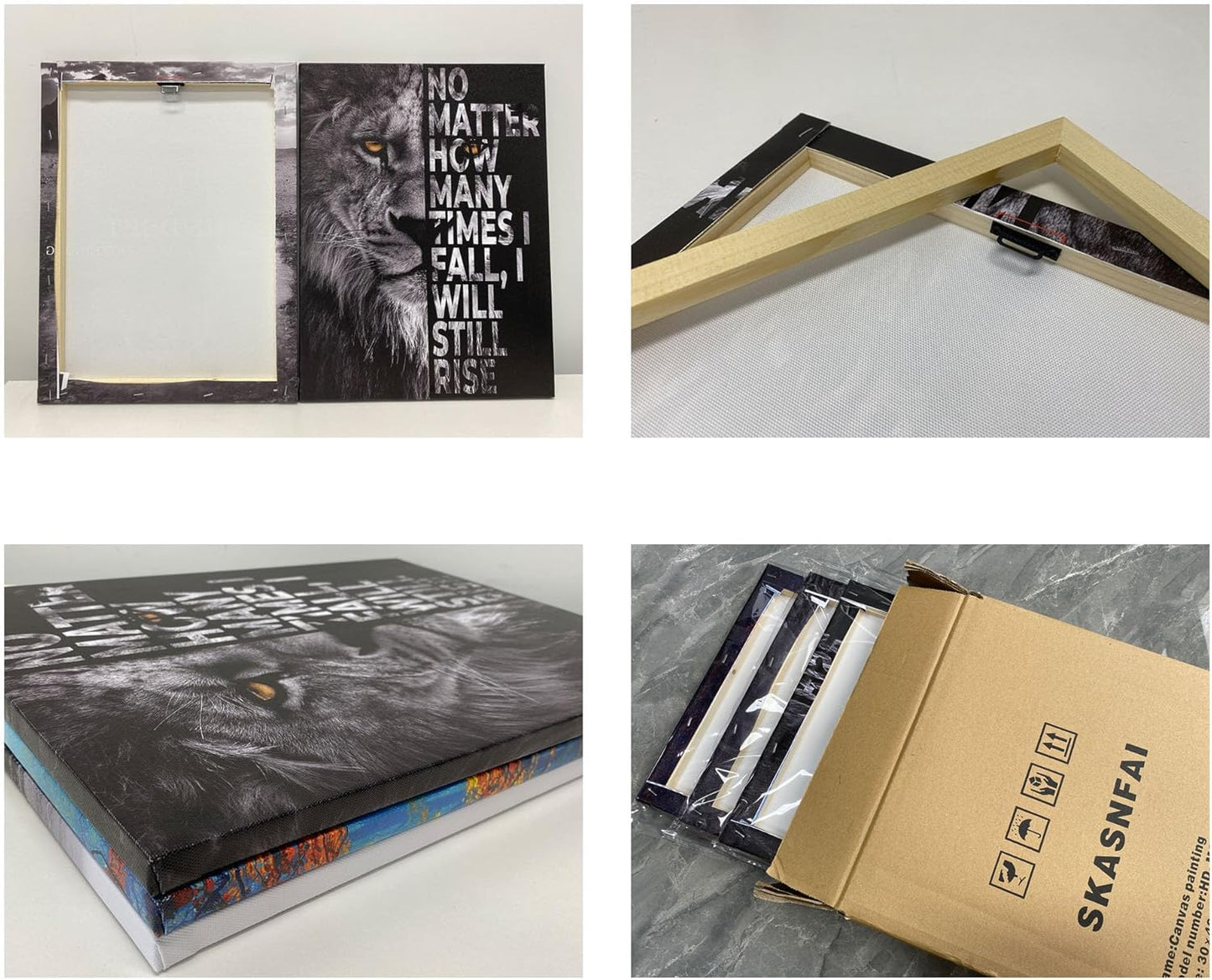 SKASNFAI Lion Canvas Wall Art Black and White Animal Inspirational Motivational Quotes Prints Posters Office Decor Framed Ready to Hang (16x24 inch)