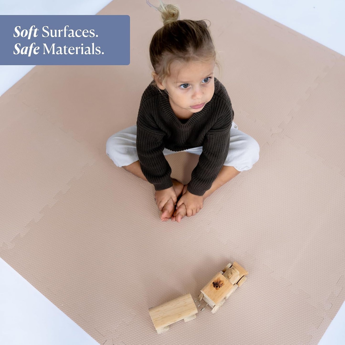 Toddlekind Solid Color Foam Play Mat 4x4 Baby Playmat. Stylish, Non-Toxic, Odorless, Plain Design Puzzle Play Mat 0m+ (Rose/Blush/Nude)