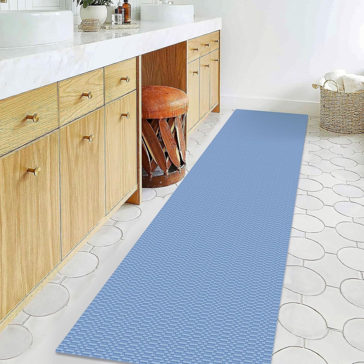 KOZYFLY Washable Runner Rug 2x8 Ft Runners for Hallway Rubber Backed Kitchen Runner Rugs Braided Cotton Entryway Runner Indoor, Carpet Runners for Hallway Entryway Bedroom, Blue