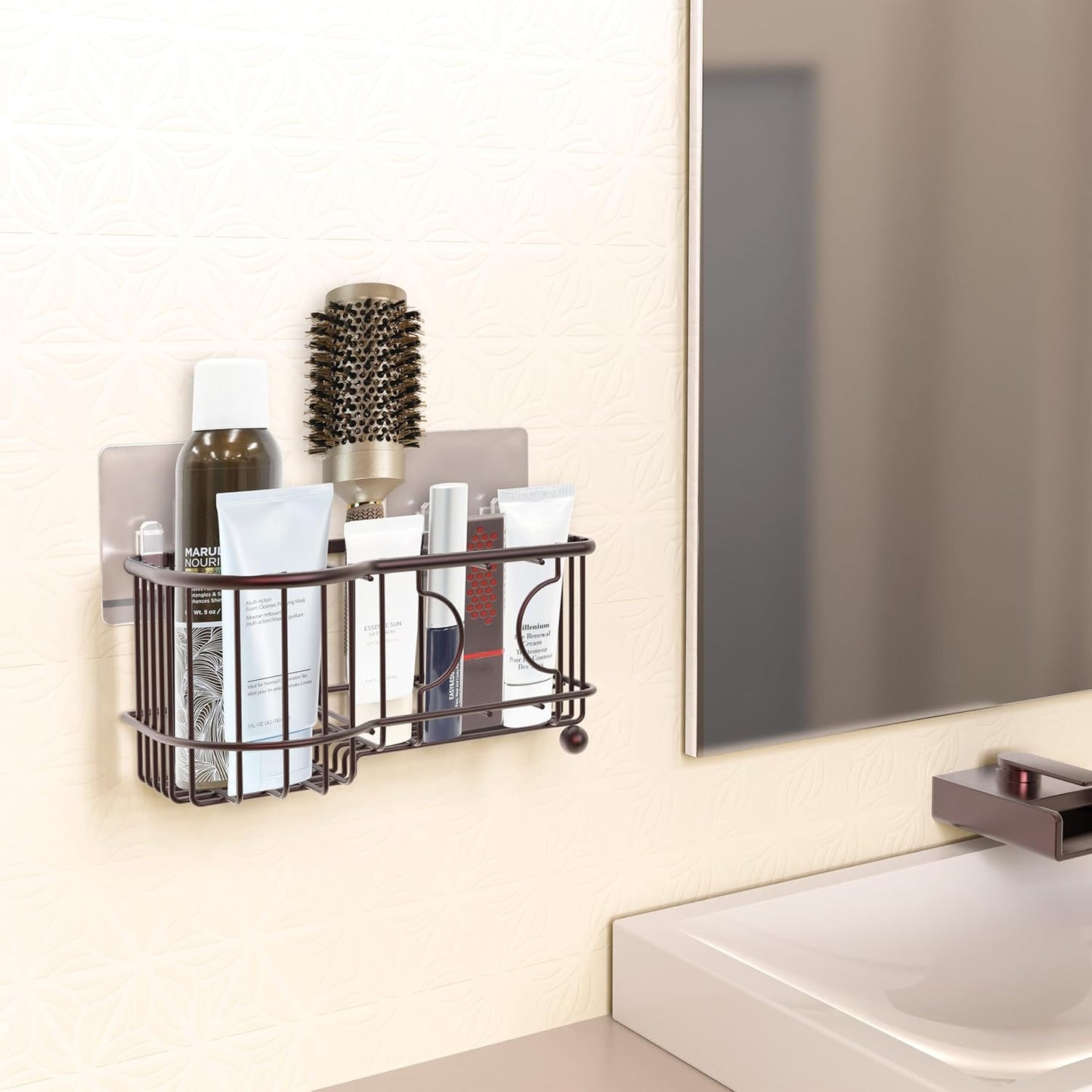 Simple Houseware 6 Slots Toothbrush Holder Adhesive Wall Organizer, Bronze