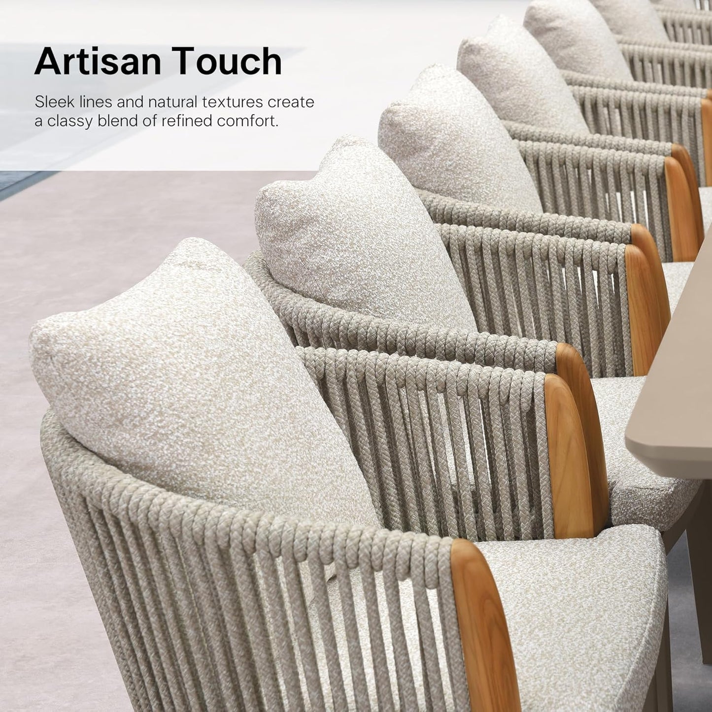 PURPLE LEAF Outdoor Dining Set of 17, Aluminum Outdoor Patio Table and Chairs Set with Olefin Cushions, Patio Furniture Set for Garden or Deck, Beige