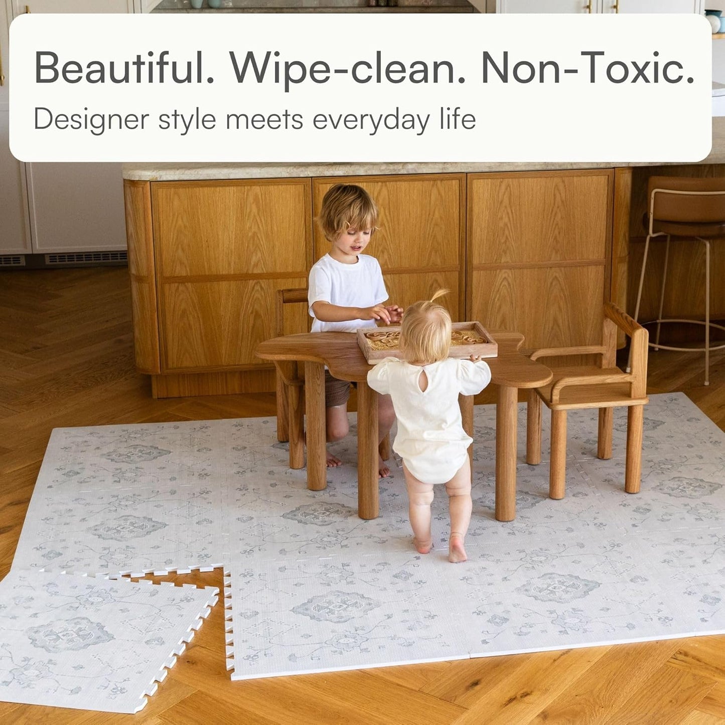 Lillefolk Baby Play Mat for Floor – 6x8ft Vintage Gray | Soft Non Toxic Premium EVA Foam Tiles for Tummy Time, Crawling & Playroom – Waterproof Interlocking Floor Mat for Babies & Toddlers (12 Tiles)