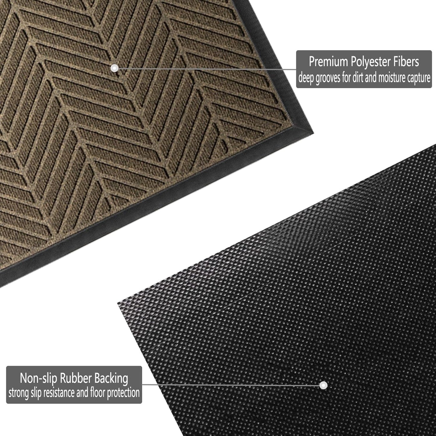 Front Door Mat 47"x32" Indoors Outdoors Welcome Mats, Waterproof Non-Slip Rubber Backing Heavy Duty Doormat Outside Entrance, Low Profile Entryway Rugs Floor Mat for Patio, Pattern A Brown