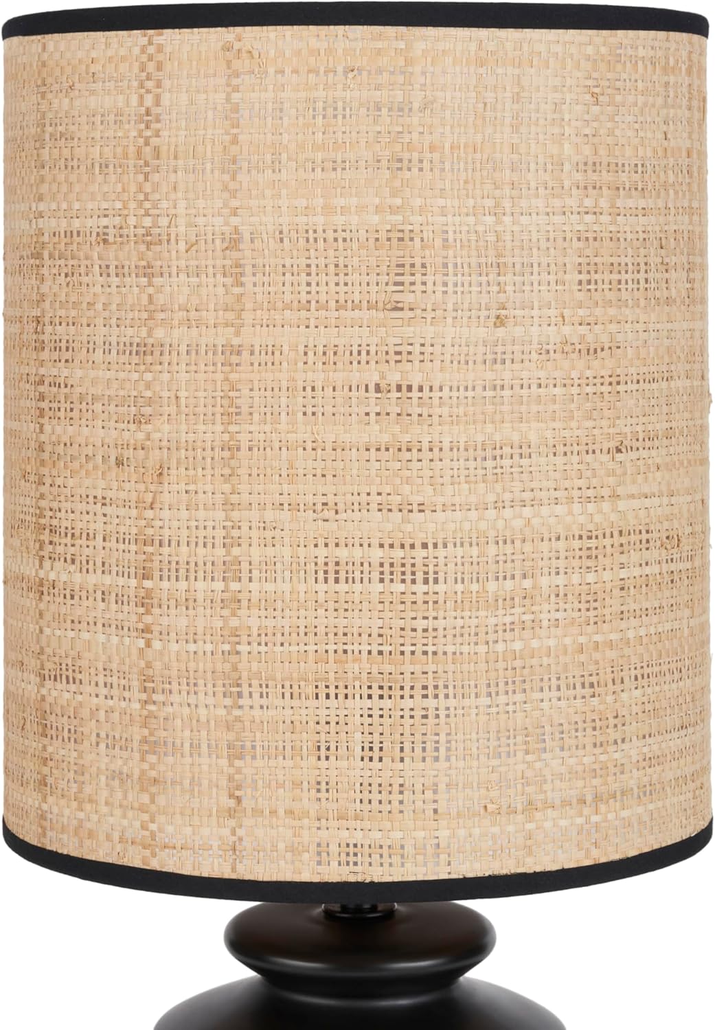 Nourison Home 22" Black Ceramic and Straw Tiered Table Lamp for Bedroom, Living Room, Console, Entryway