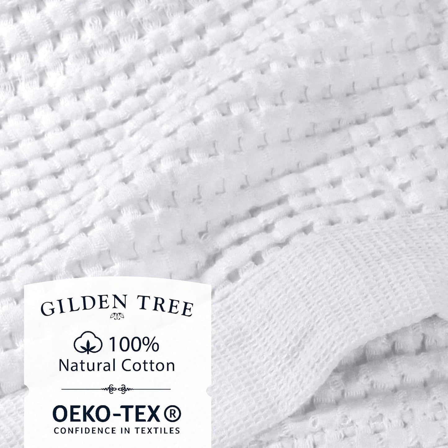 GILDEN TREE Waffle Hand Towels for Bathroom Quick Dry Large Luxury Lint Free Super Absorbent Cotton Hand Towels Set of 2, Modern Style (White)