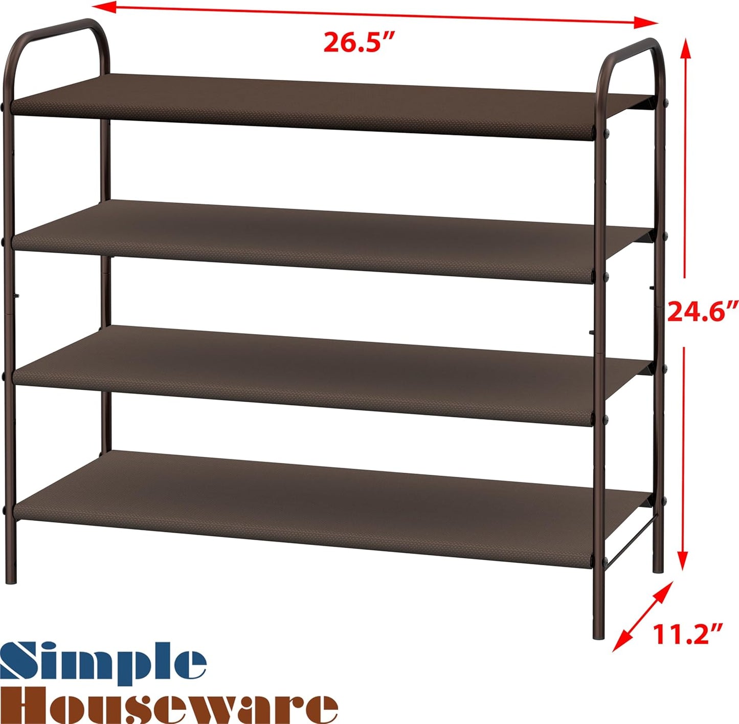 Simple Houseware 4-Tier Shoe Rack Storage Organizer, Bronze