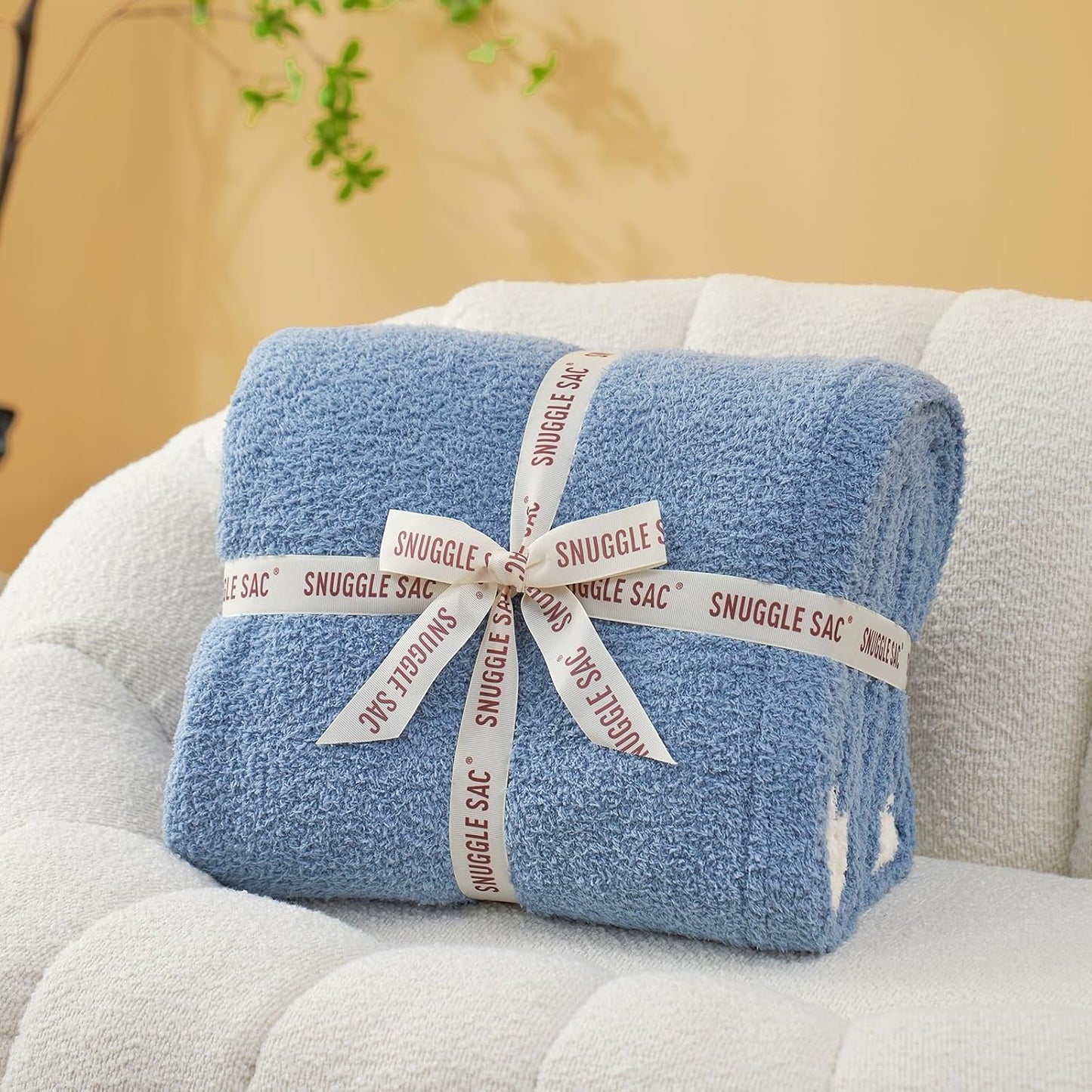 Snuggle Sac Ultra Soft Throw Blanket for Couch Bed Sofa 50x60 inches, Reversible Blue Blanket Microfiber Fluffy Fuzzy Cozy Knit Throws for Women Mothers Birthday Gifts