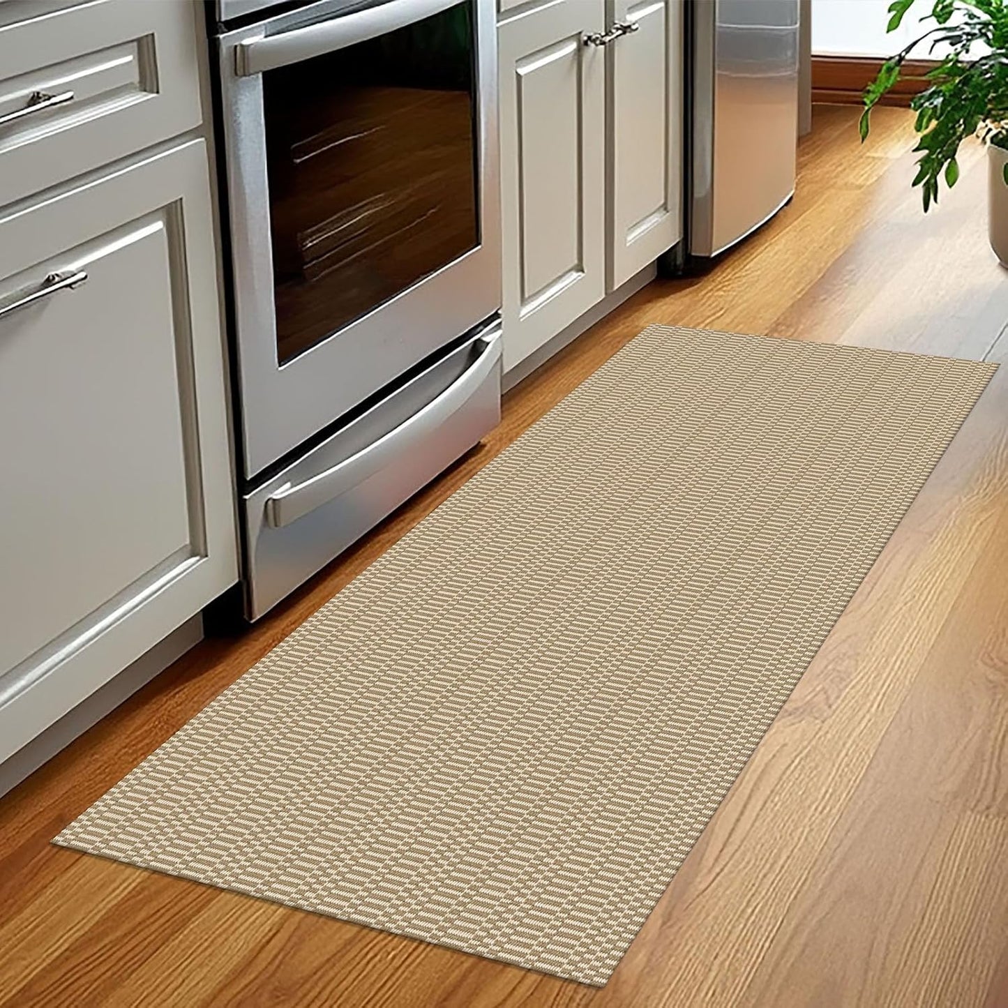 KOZYFLY Washable Runner Rug 2x5 Ft Runners for Hallways Rubber Backed Throw Rug, Braided Cotton Entryway Runner Indoor, Carpet Runners for Hallway Kitchen Entryway Bedroom, Sand/Ivory