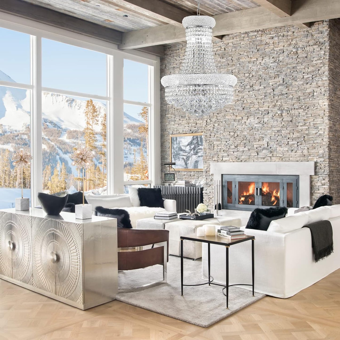 10 Lights Chrome Finish Empire Crystal Chandelier Lighting for Dining Room Living Room Foyer Hallway Bedroom Entryway (Dia 18'')