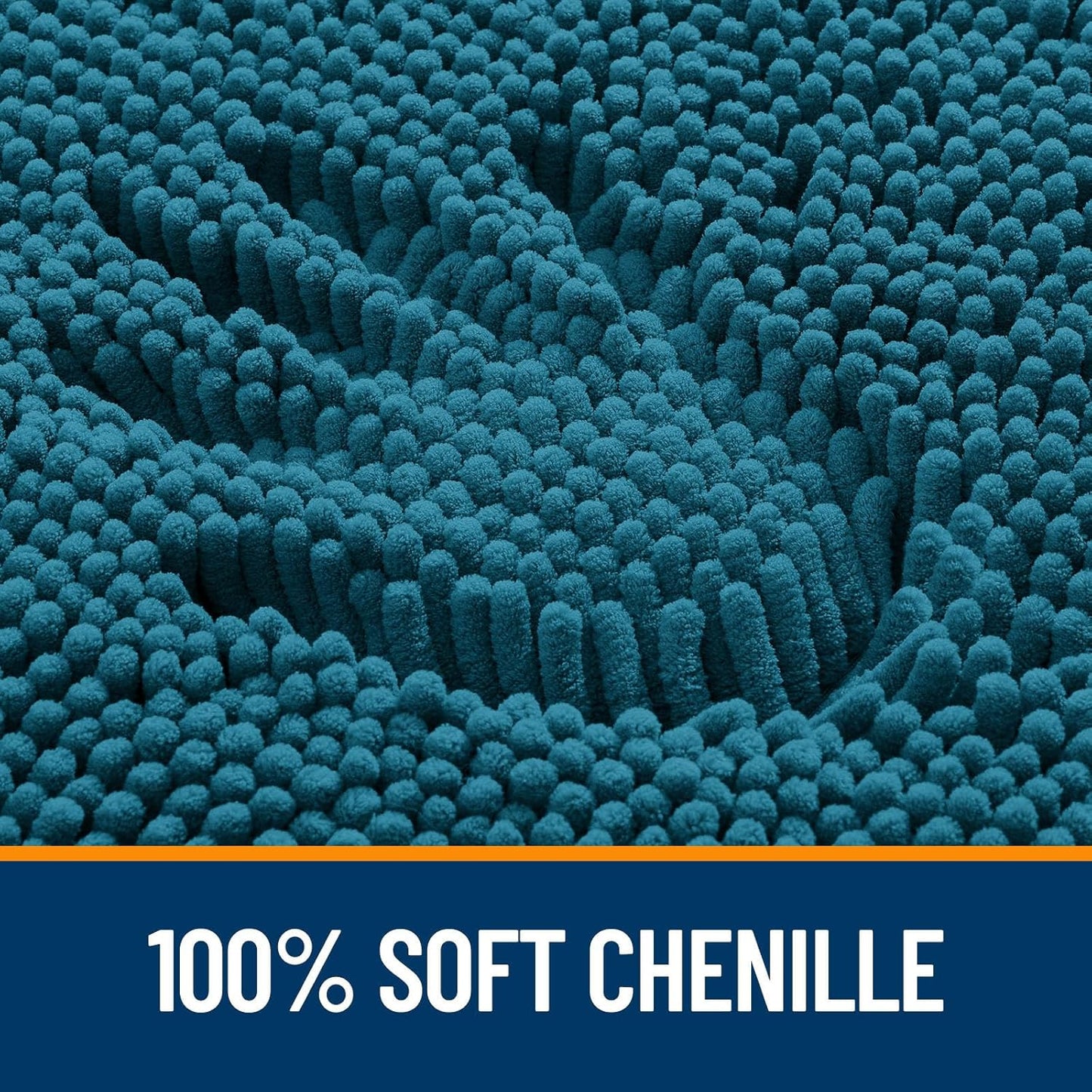 OLANLY Bathroom Rugs Sets 3 Piece, Soft Absorbent Chenille Bath Mats and U-Shaped Contour Toilet Rug, Quick Dry, Home Decor Accessories, Bath Mat Set for Floor (47"x20"+24"x16"+24"x20", Peacock Blue)