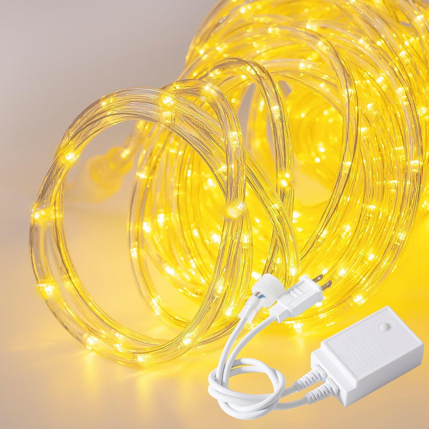 Waterproof LED Rope Lights, Connectable & Flexible with 8 Modes, Outdoor Lighting for Deck, Garden, Pool, Patio & Christmas Decor (Warm White, 50ft)