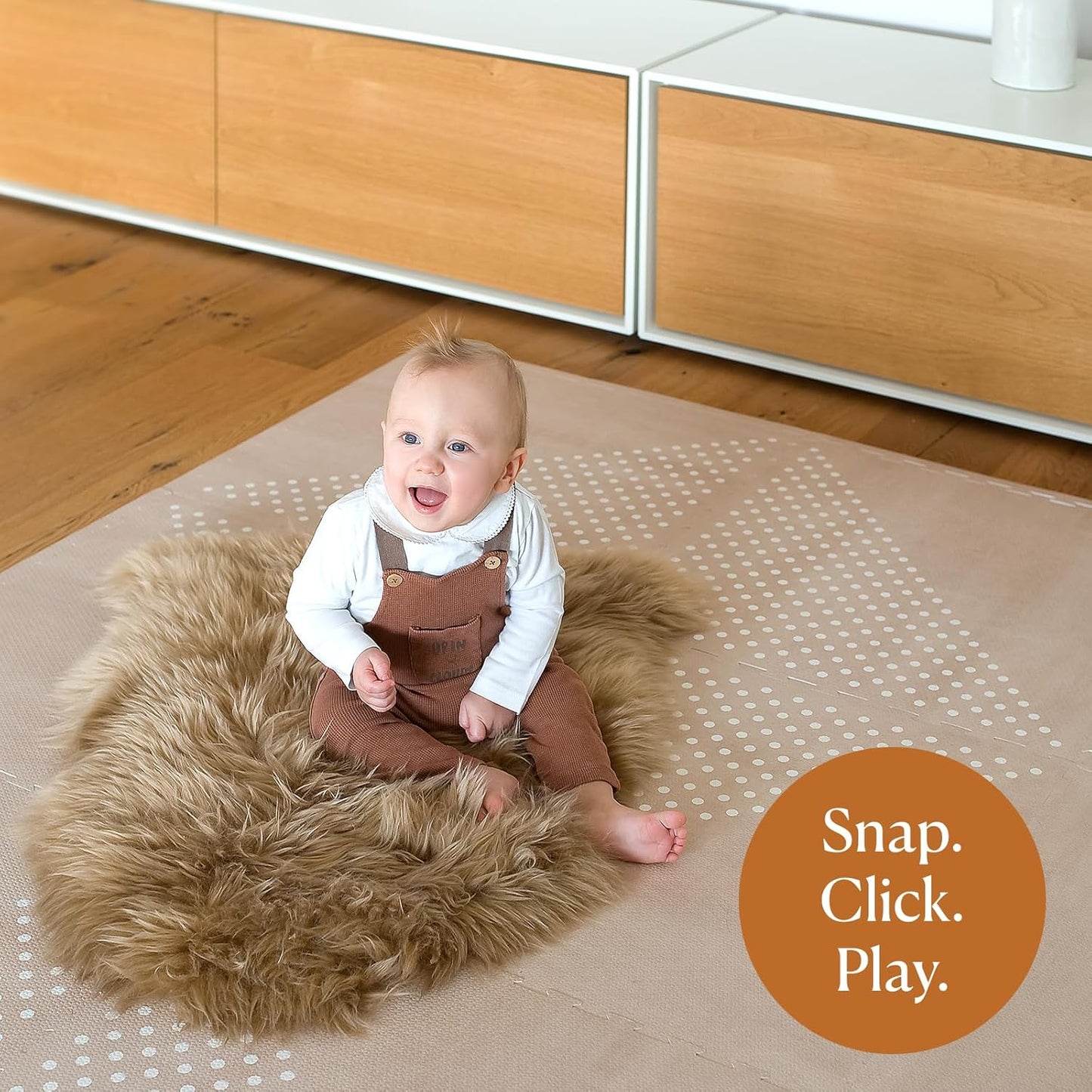 Toddlekind Playmat - Premium Foam Playmat, 4 x 6 feet, 6 Tile Extra Thick Foam Floor Puzzle Mat for Babies/Toddlers Stylish, Non-Toxic, Odorless. Perfect for Tummy Time, Crawling, and Play. Ideal for Nursery and Playroom. 0m+ (Beige)