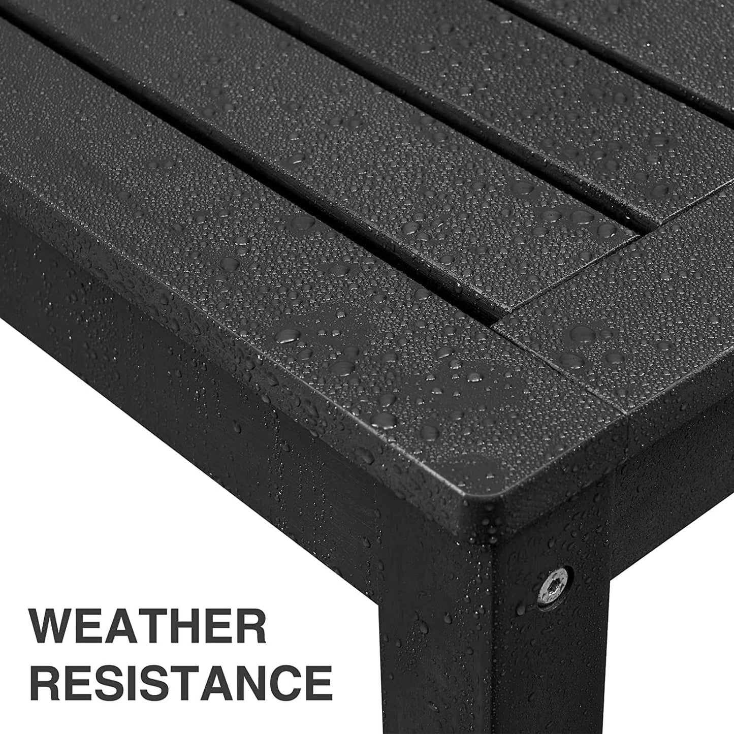 Psilvam Knight Bench Set of 2, Two Person Outdoor Poly Lumber Patio Backless Bench, Weatherproof Garden Bench That Never Rot and Fade, Suit for Church, School, Garden, Porch and Park (Black)