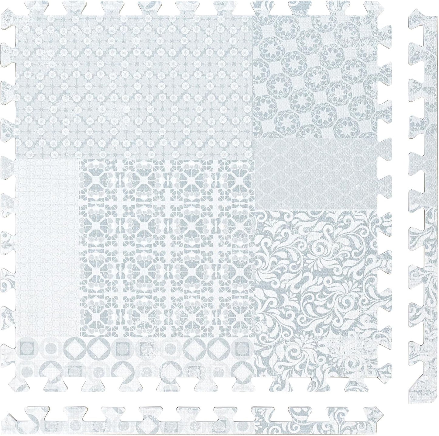 Popsykosy Premium Exercise & Baby Foam Play Mats - Stylish & Large Non-Toxic Puzzle Floor Mat - 6 Tiles - Spacious 6ft x 4ft - Peel-Resistant Reinforced Version - Soft, Thick, Waterproof -Totem Gray