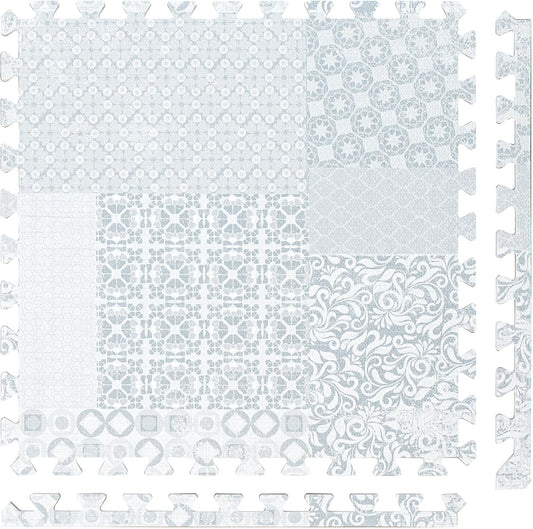 Popsykosy Premium Exercise & Baby Foam Play Mats - Stylish & Large Non-Toxic Puzzle Floor Mat - 6 Tiles - Spacious 6ft x 4ft - Peel-Resistant Reinforced Version - Soft, Thick, Waterproof -Totem Gray