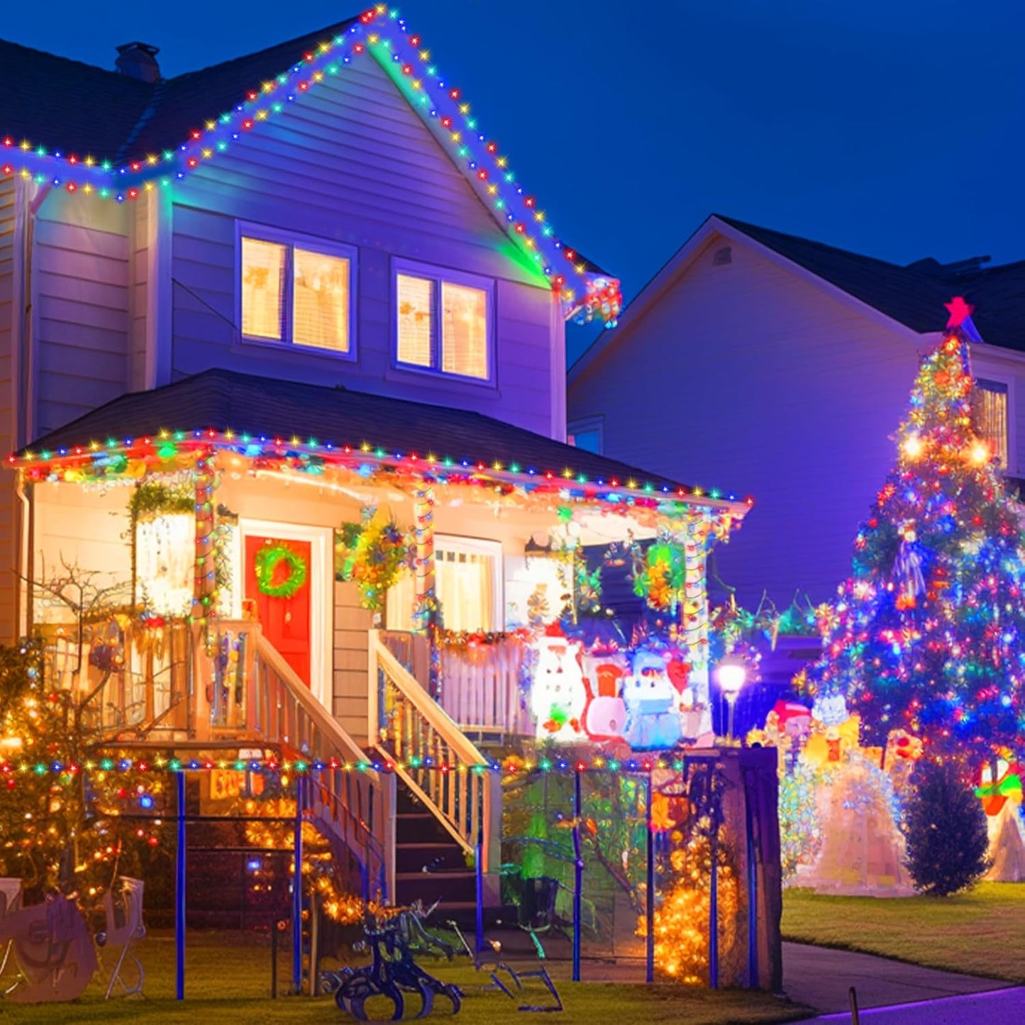 Kwaiffeo Multi Colored String Lights: 500LED 164FT 8 Modes Colored String Lights for Christmas New Year Decorations Outdoor Indoor