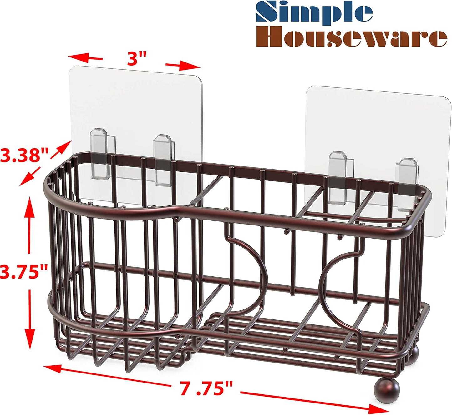 Simple Houseware 6 Slots Toothbrush Holder Adhesive Wall Organizer, Bronze