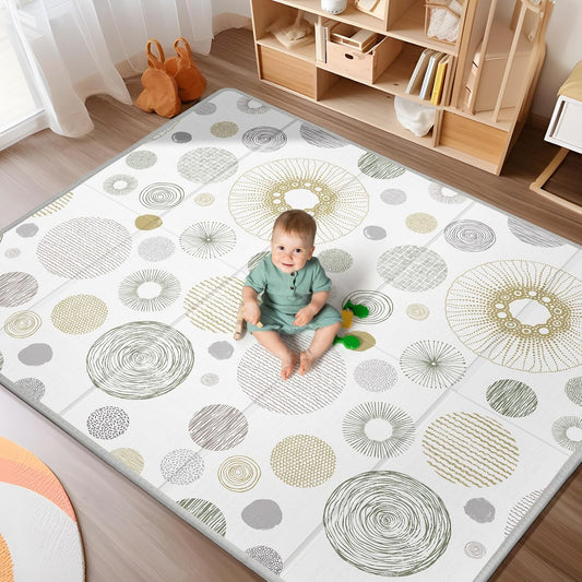 79x71 Baby Play Mat,Extra Large Baby Mat for Floor, Foldable Play XPE Foam Mat, Reversible Crawling Mat for Baby, Safe,Waterproof,Thick Playmats for Babies and Toddlers,Indoor Outdoor Use