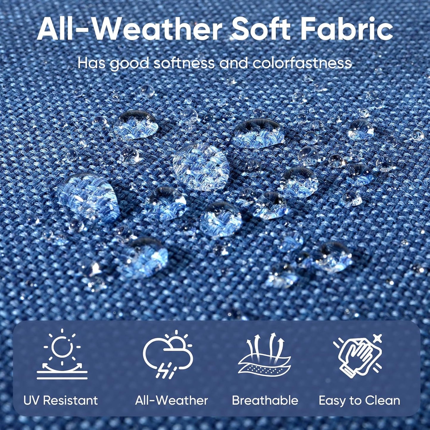 10-Piece Outdoor Patio Cushion Set - Fade & Water Resistant with Removable Olefin Cover, 22x24x4 Inch Memory Foam Cushions for Wicker Sectional Sofa – Blue/Buckle