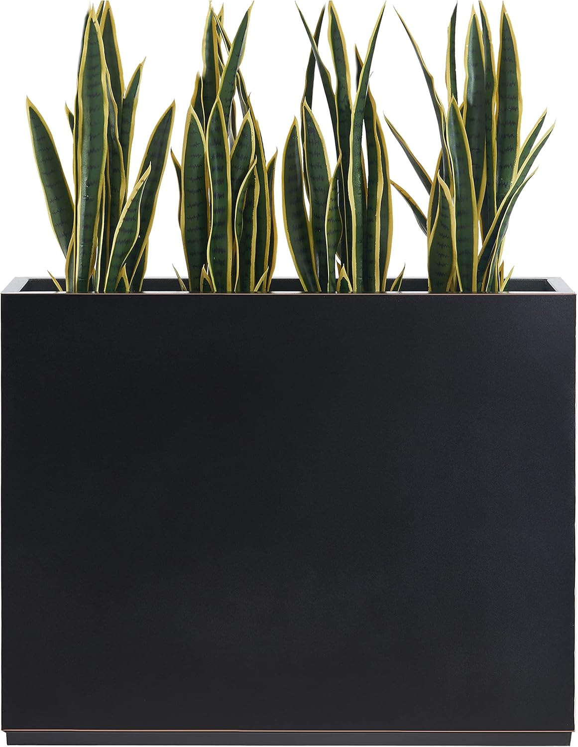 Wallowa Metallic Heavy Outdoor Planter Box, Span Planter, Pure Black with Hand Brushed Gold Rim, Long and Tall Divider Planter, No Assembly and Seamless, 38”Lx10”Wx30”H 48.8 Pounds