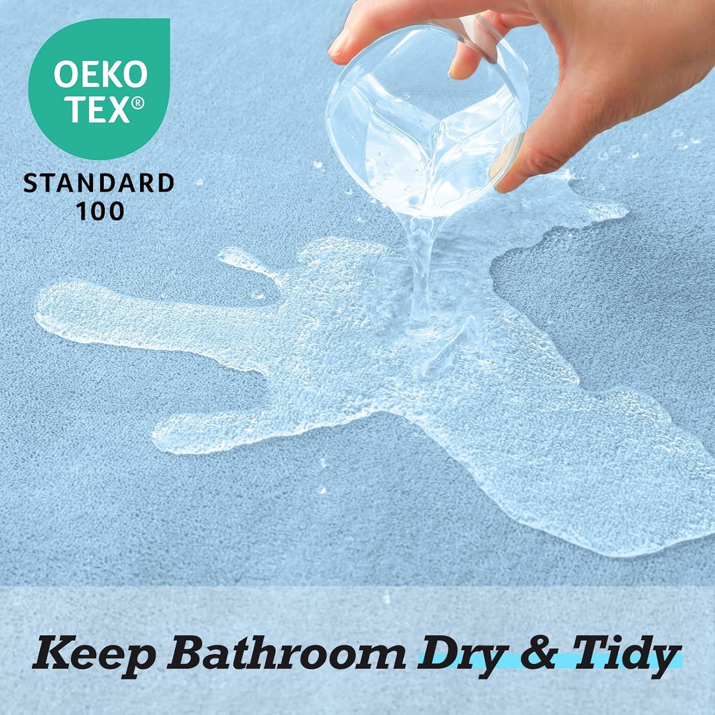 HUXMEYSON Bathroom Rugs Sets 2 Piece, Non-Slip & Quick Dry Bath Mat Set, Ultra Soft Velvet Bath Rugs for Bathroom, Toilet and Shower Floor, Light Blue