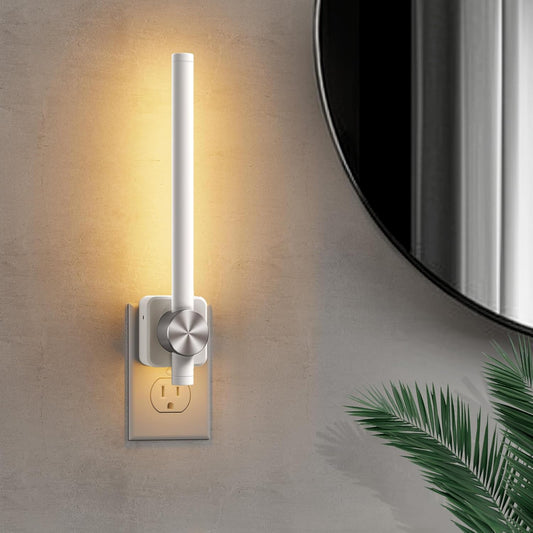 L LOHAS LED Night Light, Night Lights Plug into Wall, 0-200LM Bathroom Night Light, Dusk to Dawn Sensor 2W Dimmable Nightlights, Soft White 3000K, Modern Nightlight for Adults Mirror Restroom, 1 Pack
