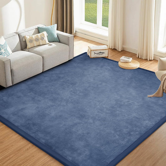 Baby Play Mat 1.2" Thick Memory Foam Nursery Rug Area Rug, 9’2” X 6’7” Yoga Mat Playmat Crawling Mat for Baby,Toddlers,Infants,Kids,Floor Mat Tatami Mat for Living Room with Non-Slip(Blue)