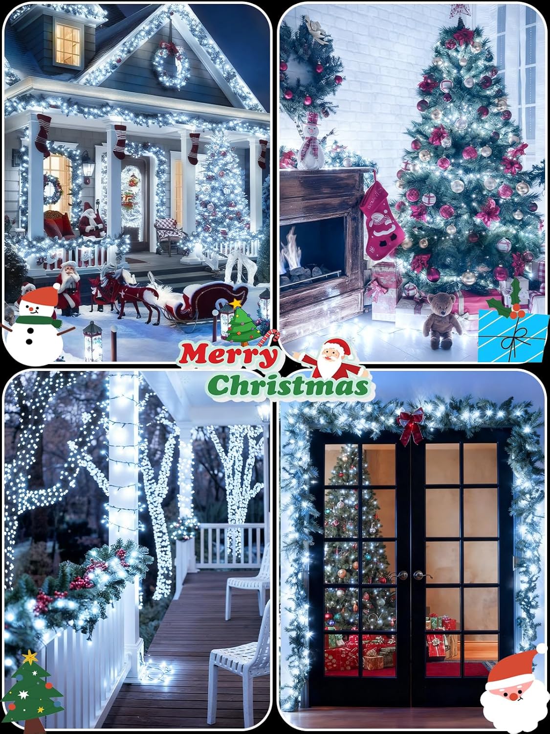 2 Pack Battery Operated Christmas Lights with Timer, 66FT 200 LED Waterproof Battery Twinkle Light, 8 Modes Green Wire Fairy Lights for Indoor & Outdoor Bedroom Tree Christmas Decorations (Cool White)