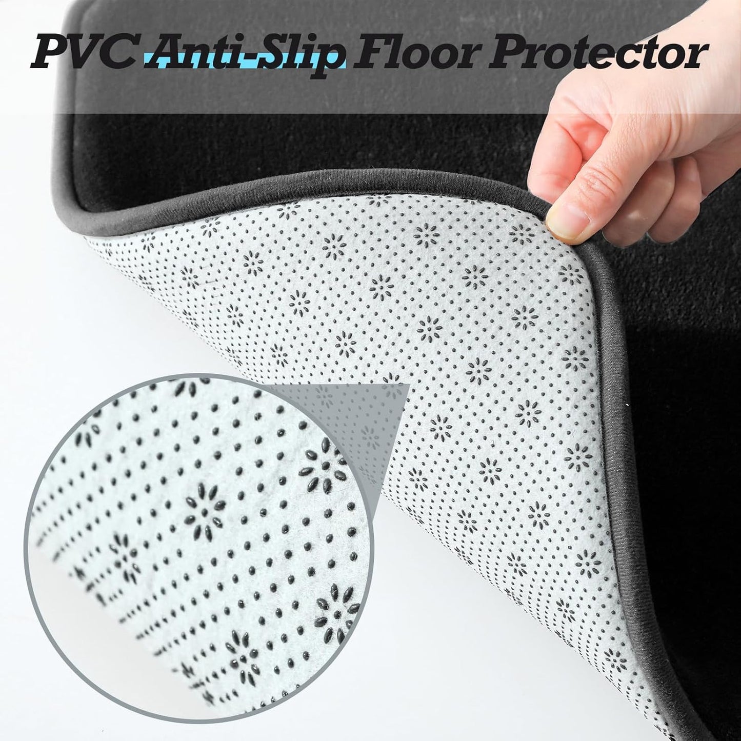 HUXMEYSON Bathroom Rugs Sets 2 Piece, Non-Slip & Quick Dry Bath Mat Set, Ultra Soft Velvet Bath Rugs for Bathroom, Toilet and Shower Floor, Black